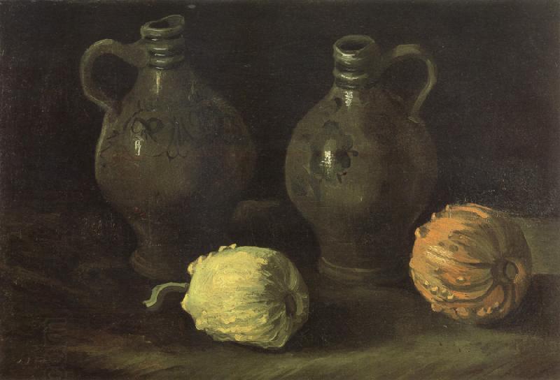 Vincent Van Gogh Still life with Two Jars and Two Pumpkins (nn04) oil painting picture